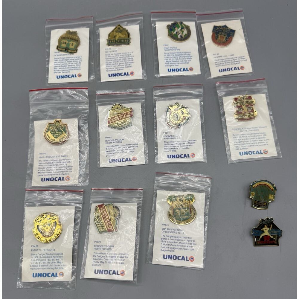 Baseball Los Angeles Dodgers Unocal Vintage Hat Pins-Lot Of 13